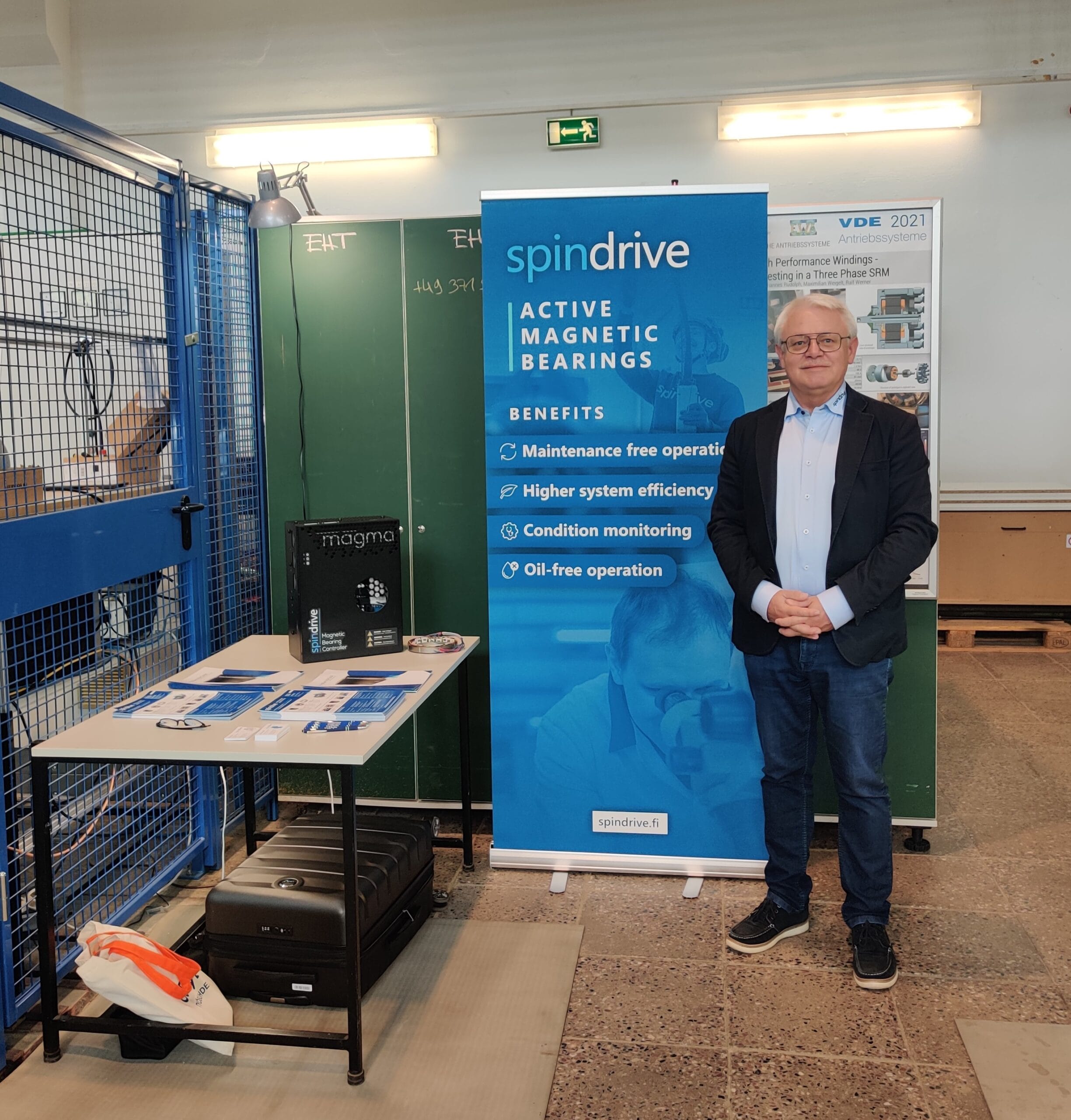 Norbert promoting SpinDrive’s AMB solutions at a fair in Germany